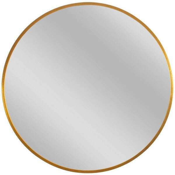 Unbranded 24 in. W x 24 in. H Round Aluminum Framed Wall Mount Modern Decorative Bathroom Vanity Mirror Gold