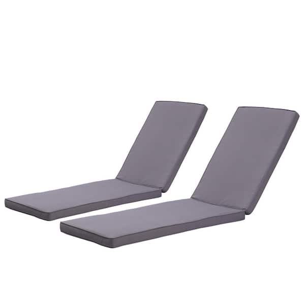 Unbranded 2-Piece 74.4 in. x 22.05 in. x 2.76 in. Replacement Outdoor Chaise Lounge Cushion in Gray