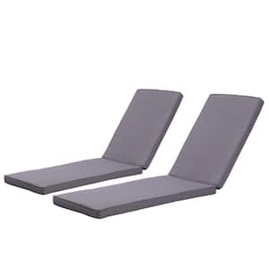 2-Piece Set 22 in. x 31.5 in. Cabana Classic Outdoor Chaise Lounge Cushion in Gray