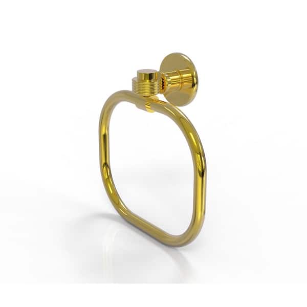 Allied Brass Continental Collection Towel Ring with Groovy Accents in Polished Brass