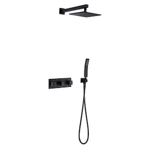 Triple-Handle 1-Spray 10 in. Rain Shower Faucet with Handheld Shower 1.8 GPM with Ceramic Disc Valve in Matte Black
