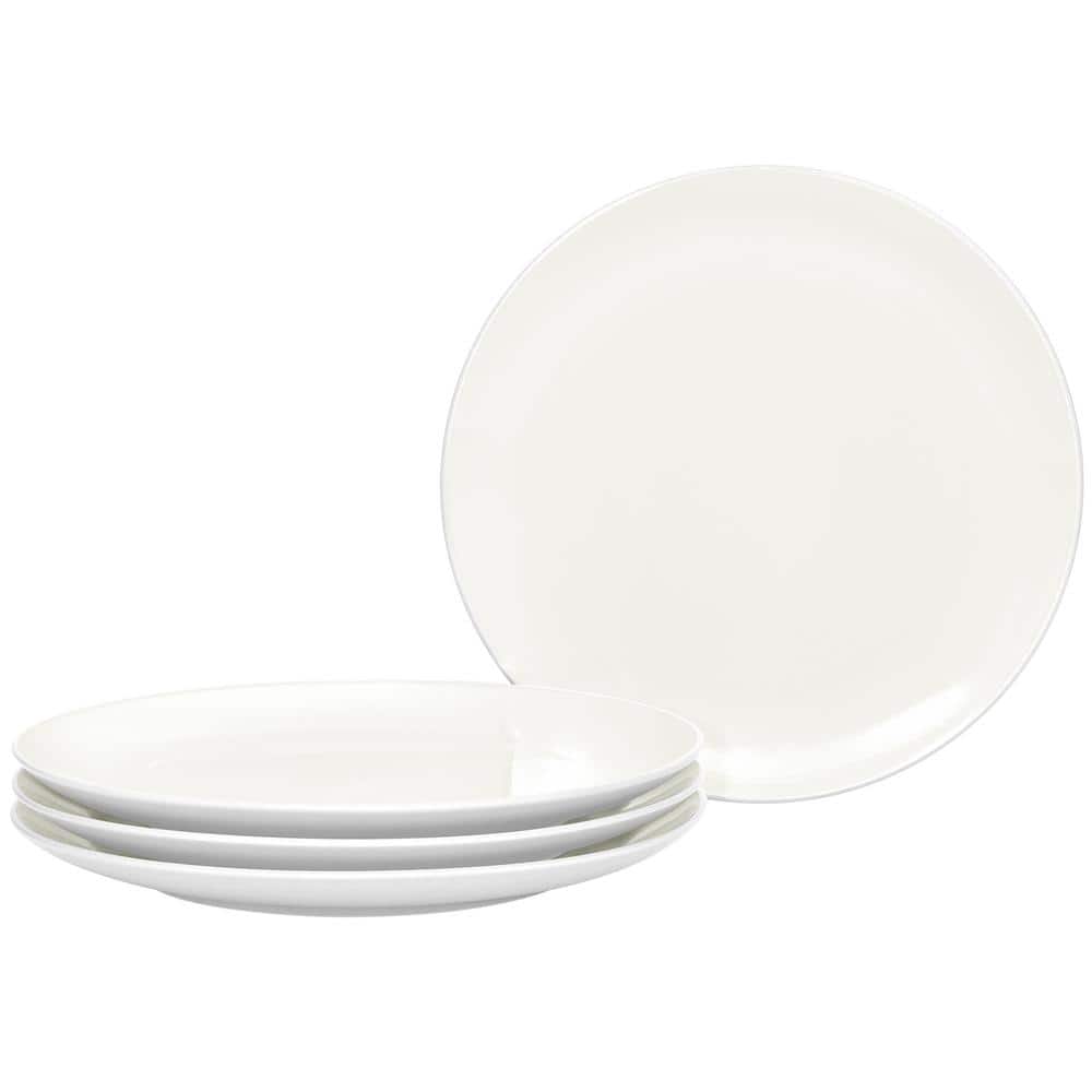 White Ceramic Minimalist Dinner Plates Set of Four