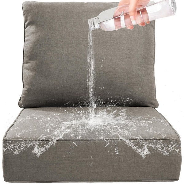 24 in. x 24 in. x 6" 10-Piece Deep Seating Water & Fade Resistant Outdoor Lounge Chair Replacement Cushion Set in Gray