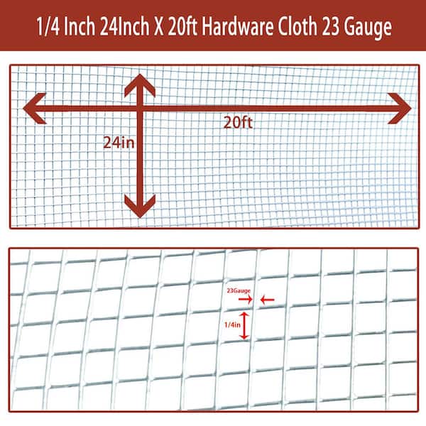 Angel Sar 1/4 in. x 2 ft. x 20 ft. Hardware Cloth, 23 Gauge Hot-dip Galvanized After Welding, Chicken Wire Fence Garden Fencing