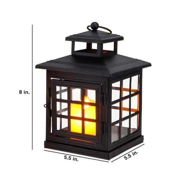 8 in. x 5.5 in. Black Metal Vintage Lantern without Candle (2-Pack