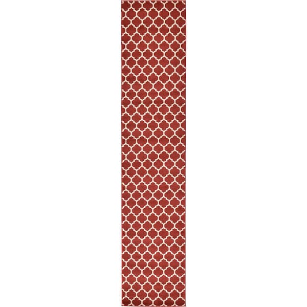 Unique Loom Trellis Philadelphia Red/Beige 2' 7 x 13' 0 Runner Rug