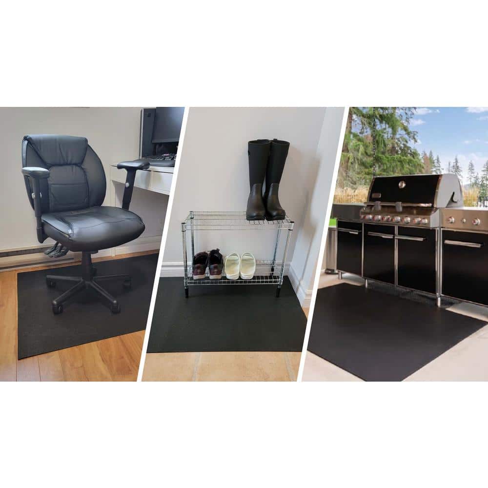 Black Recycled Rubber 72" x 48" Fitness Utility Mat