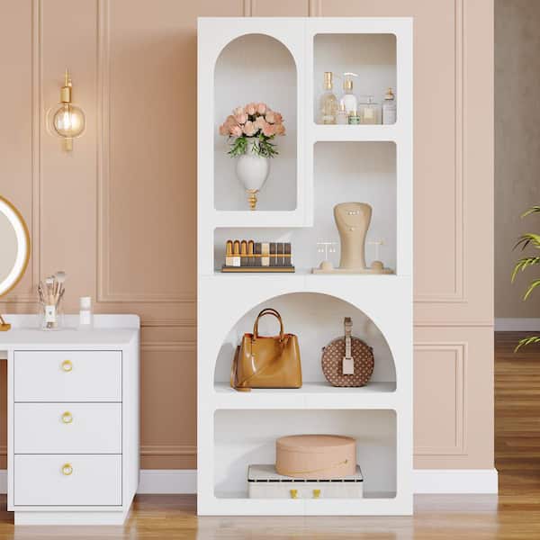 BYBLIGHT Eulas 70 in. Tall White Wood 5-Shelf Standard BYBLIGHT Eulas 70 in. Tall White Wood 5-Shelf Standard