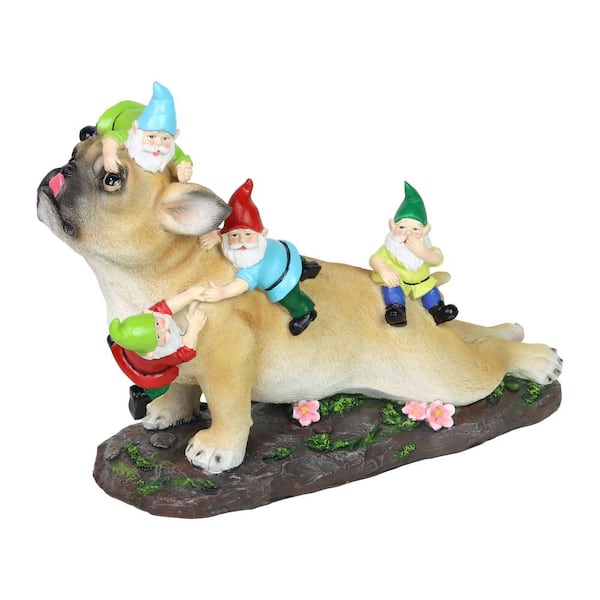 Exhart French Bulldog, Hand Painted, UV-Treated Resin, 6.5 in. x 12 in. Gnomes Garden Statue