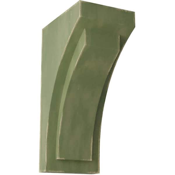Ekena Millwork 4 in. x 10 in. x 5-3/4 in. Restoration Green Medium Felix Wood Vintage Decor Corbel