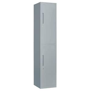 4-Tier Metal Locker for Gym, School, Office, Metal Storage Locker Cabinets with 2 Doors in Grey for Employees