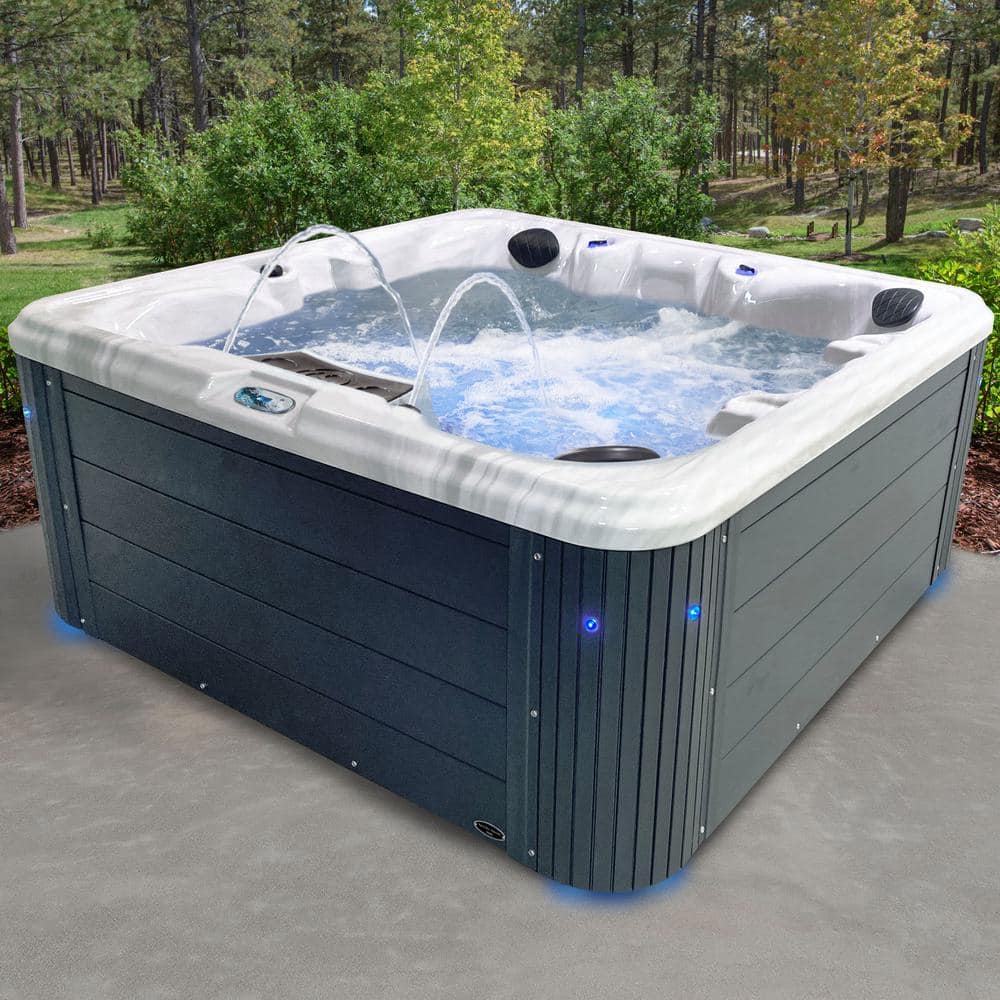 Insight 6-Person Gray Polyethylene Square Hot Tub with 34 Jets