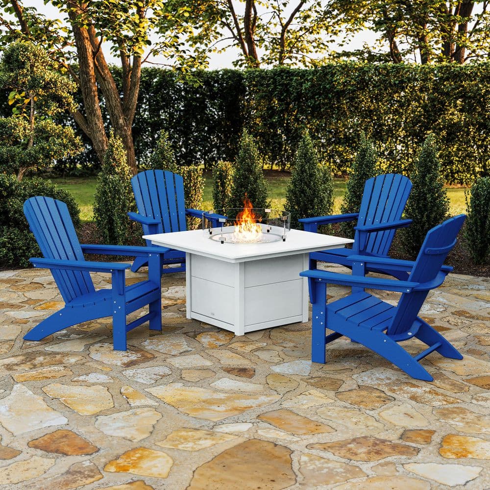 1980's　スペースエイジ　白×青　アメリカン　フォールディング　チェア　２脚 polywood-fire-pit-patio-sets-