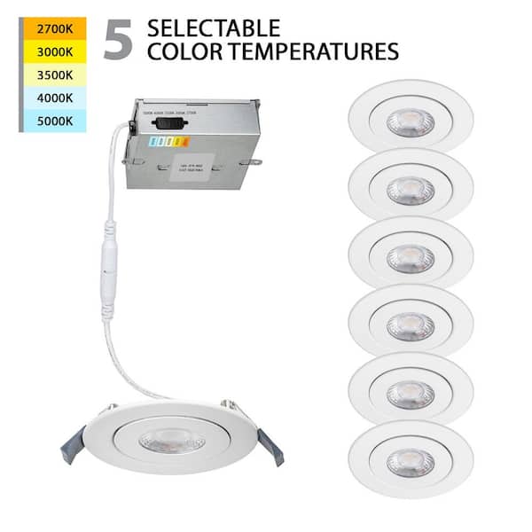 WAC LIMITED Lotos 6 in. Round Adjustable Tunable CCT New Construction/Remodel Canless White Integrated LED Recessed Light Kit 6 Pack