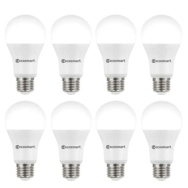 EcoSmart LED Light Bulb Bright White 75 Watt Equivalent Dimmable A19 Home 8 Pack 