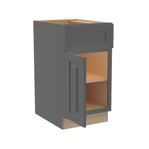 Home Decorators Collection Grayson 18 in. W x 24 in. D x 34.5 in. H Assembled Plywood Base Kitchen Cabinet in Deep Onyx with Soft Close LH