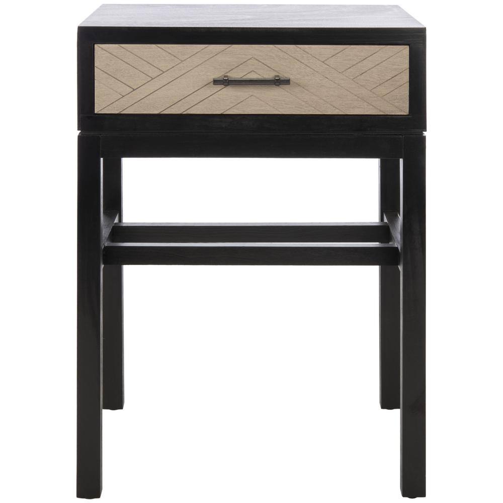 Ajana Black and Greige Wood Metal Accent Table with Storage