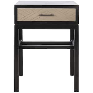 Ajana 19 in. Black Rectangle Wood Storage End Table