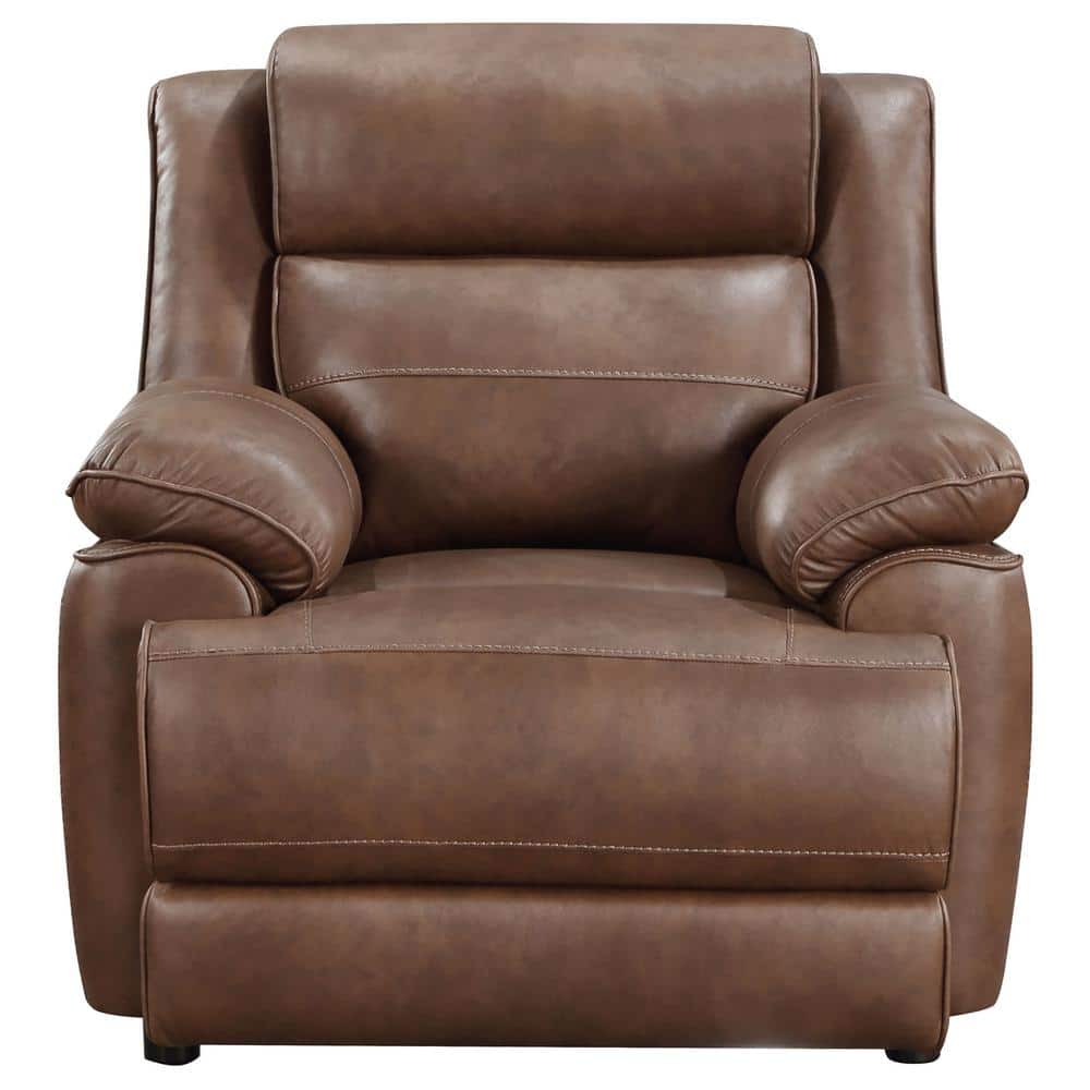 Brown Faux Leather Transitional Accent Chair