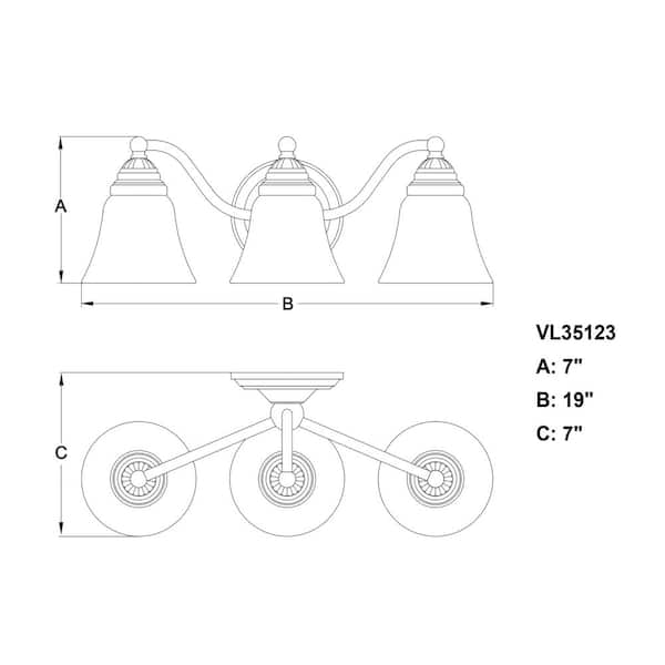 Standford 19 in. W 3-Light Bronze Bathroom Vanity Light Fixture