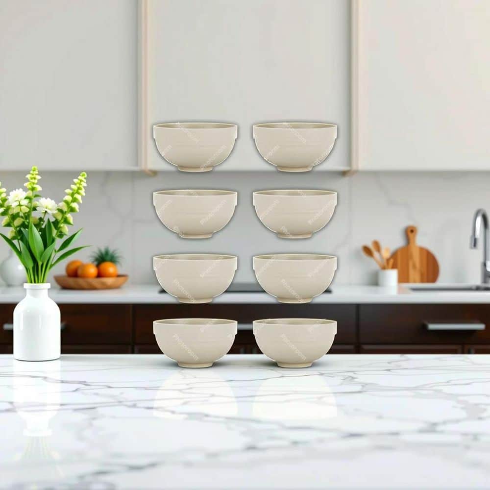 26 oz Beige Neutral Wheat Straw Cereal Bowls Unbreakable Microwave Dishwasher Safe Kitchen Bowl Set of 8
