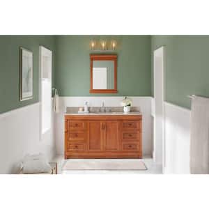 Naples 61 in. W x 22 in. D Vanity in Warm Cinnamon with Granite Vanity Top in Beige with White Sink