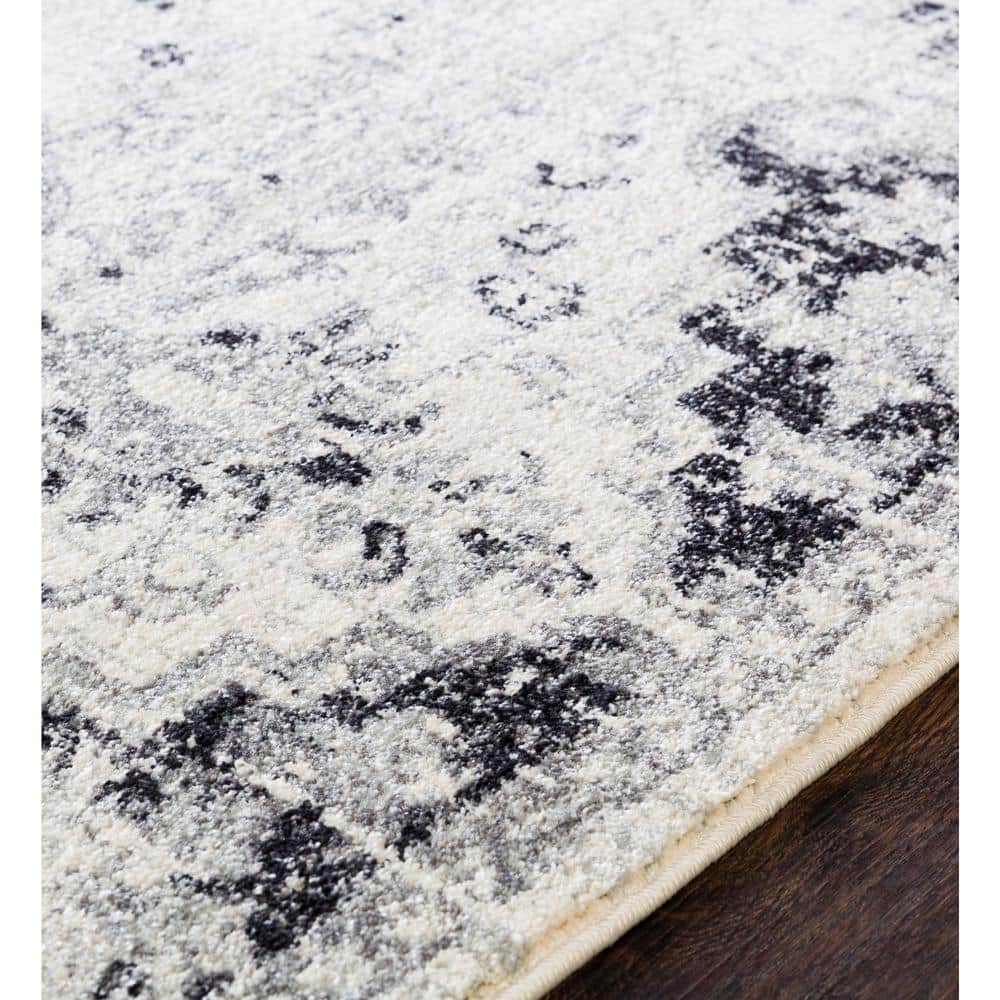 Gray Rectangular Synthetic Medallion Area Rug, 7'10" x 10'2"