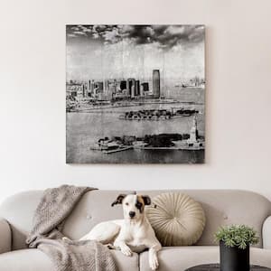 "New York Skyline A" Reverse Printed Tempered Glass with Silver Leaf 36 in. x 36 in. x 0.2 in.