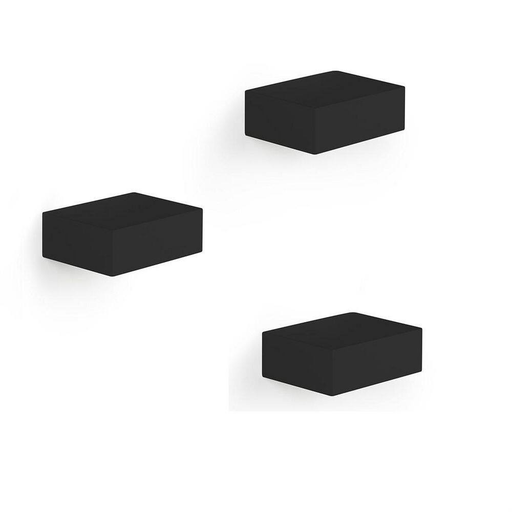 Cubilan 3 in. x 4 in. x 1 in. Black Wood Decorative Wall Shelves