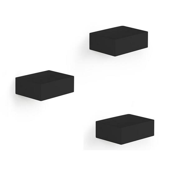 Cubilan 3 in. x 4 in. x 1 in. Black Wood Decorative Wall Shelves