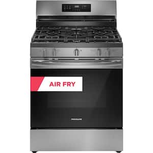 30 in. 5.1 cu. ft. 5 Burner Freestanding Self-Cleaning Gas Range in Stainless Steel with Air Fry