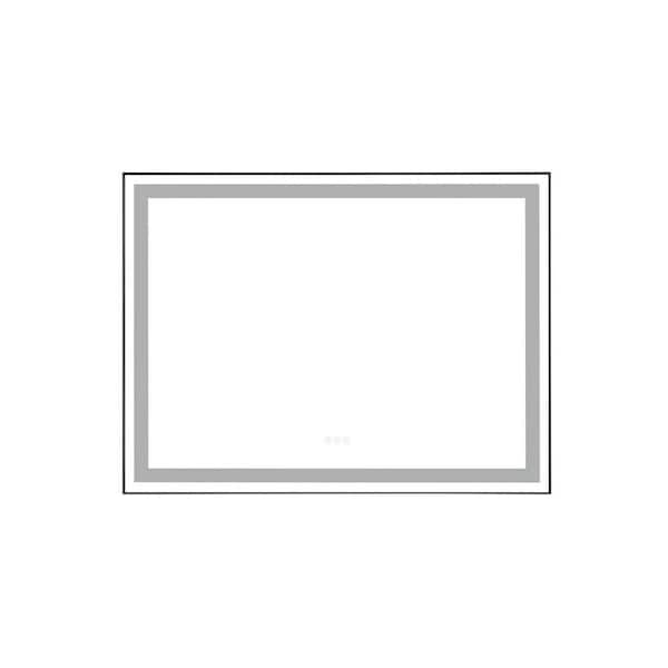 Unbranded 48 in. W x 36 in. H Rectangular Aluminum Framed LED Wall Mount Anti-Fog Modern Decorative Bathroom Vanity Mirror