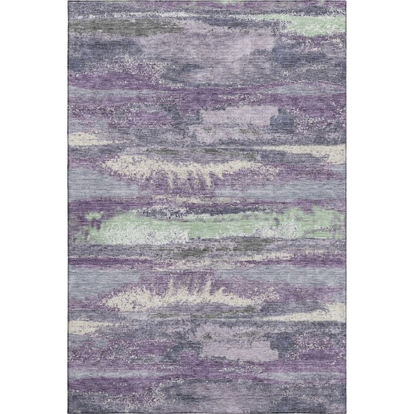 Addison Rugs Mayfield Premium Machine Washable Abstract AMF942 Purple 8 ft. x 10 ft. Area Rug