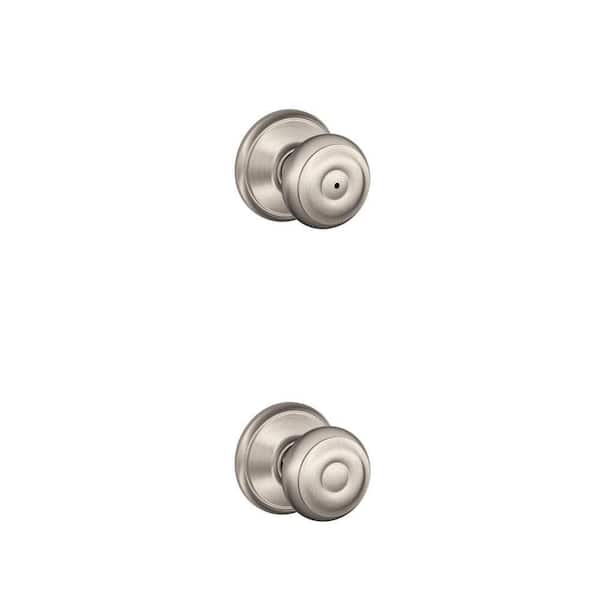 Georgian Satin Nickel Privacy Bed/Bath Door Knob and Passage Hall/Closet Door Knob Combo