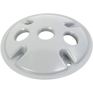 Weatherproof Electrical Box Round Cover with Three 1/2 in. Holes - White