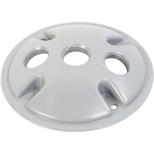 Greenfield Weatherproof Electrical Box Round Cover with Three 1/2 in. Holes - White