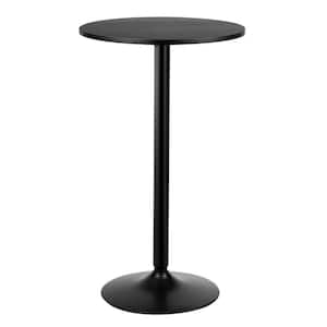 Black 24 in. Modern Style Round Bistro Bar Table with Metal Base and Wood Top