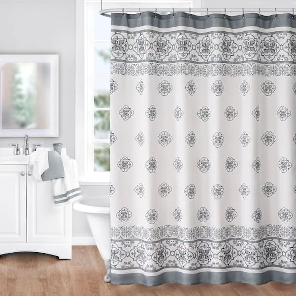Threadmade Home Amani Tile Shower Curtain, Gray - 70"W x 72"L