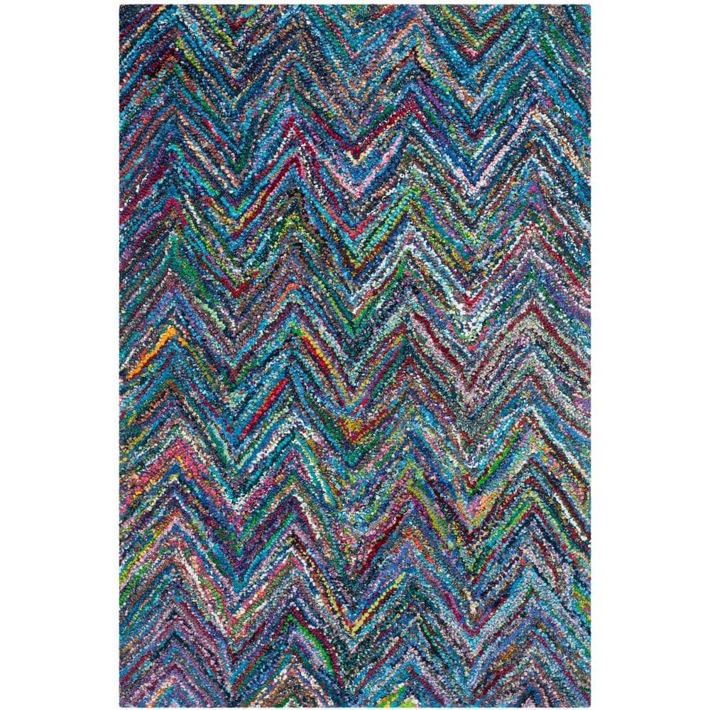 SAFAVIEH Nantucket Blue/Multi Doormat 3 ft. x 5 ft. Chevron Area Rug ...