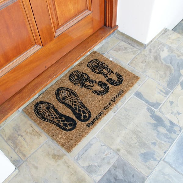 Rubber-Cal Welcome & Please Remove Your Shoes Decorative Welcome Mats, 18 x 30-Inch