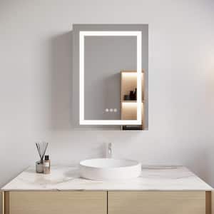 20 in. W x 26 in. H Rectangular Aluminum Left Door LED Medicine Cabinet with Mirror, Recessed or Surface Mount