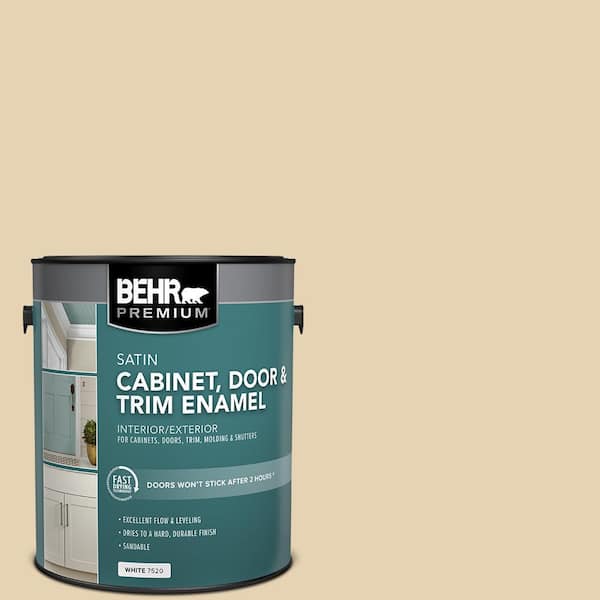 BEHR PREMIUM 1 gal. #S310-2 Journal White Satin Enamel Interior/Exterior Cabinet, Door & Trim Paint
