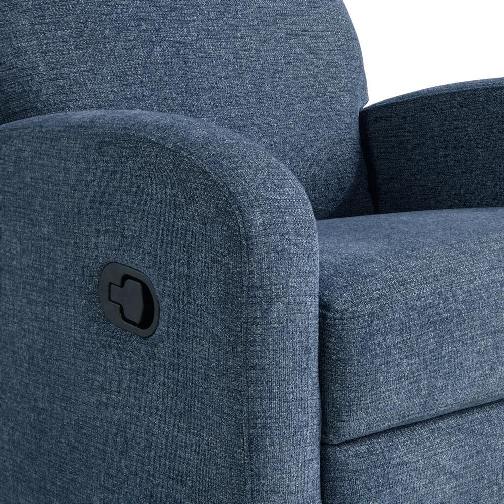 Blue Fabric Swivel Recliner with Hardwood Frame