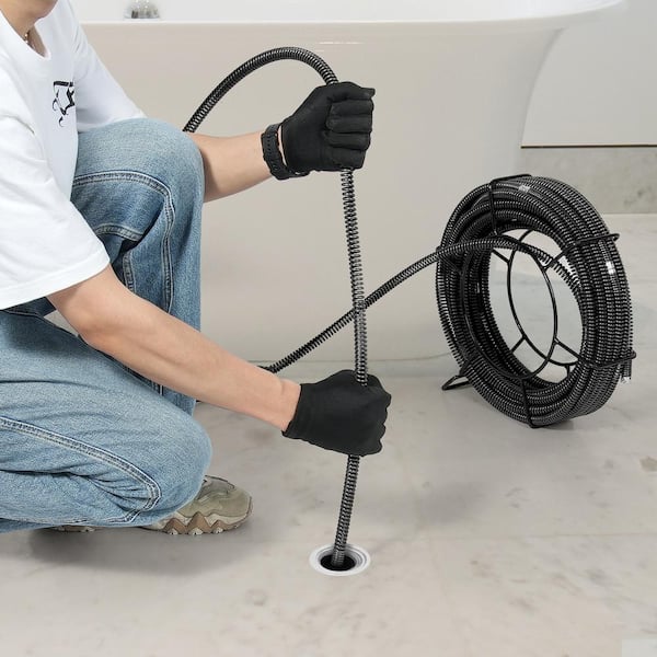 Drain Cleaning Cable 66 FT. x 5/8 in., Professional Sectional Drain Cleaner Cable with 7 Cutters for 0.8 to 3.9in. Pipes