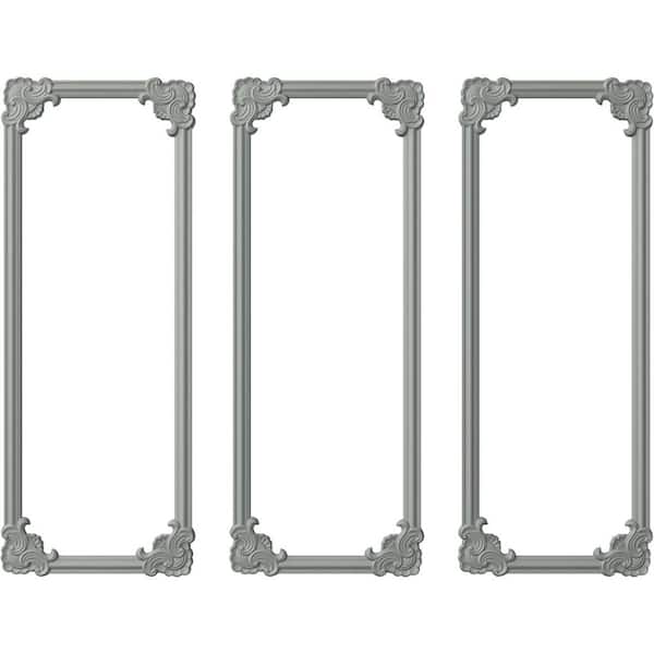 Ekena Millwork 28 in. W x 72 in. H Unfinished Polyurethane Pompeii Panel Moulding Kit (Triple Panel)