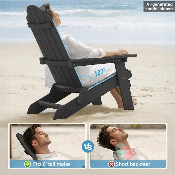 Mximu Black Plastic Outdoor Weather-Resistant Folding Adirondack