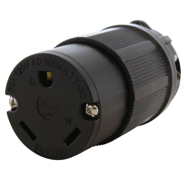 AC WORKS 30 Amp RV Travel Trailer NEMA TT-30R Straight-Style Replacement Female Connector