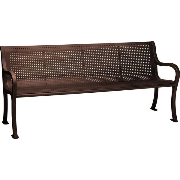 Tradewinds Oasis 6 ft. Perforated Bench with Back in Hazel Nut