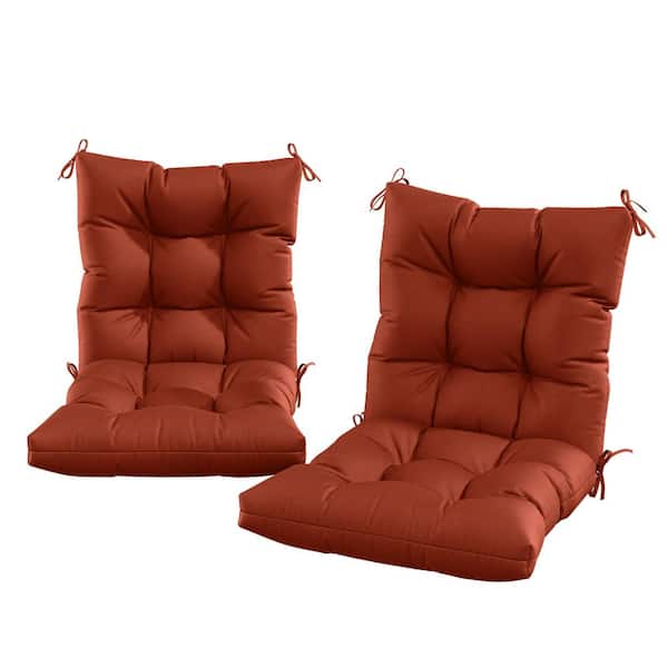 44.5 in. x 22.5 in. x 5 in. Outdoor Chair Cushion Tufted Seat and Back Patio Furniture Cushion Set Terra Red (2-Pack)