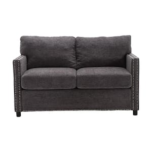 52 in. Dark Gray Chenille 2-Seater Loveseat with Thick Removable Seat Cushion